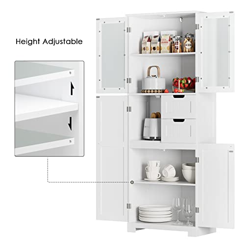 67'' Tall Bathroom Storage Cabinet, Linen Cabinet... (White | Engineered Wood)