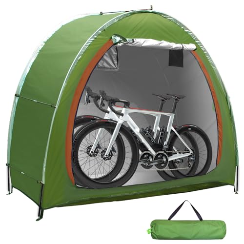 HuaKastro Outdoor Bike Cover Bicycle Tent for 2 Bikes, Waterproof Oxford Storage Tent, Foldable Bike Shelter for Camping