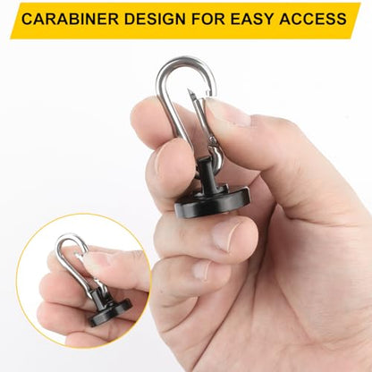 DIYMAG Magnetic Hooks,Black 15 Pack 70LBS Heavy Duty Magnet Hooks | Neodymium Strong Swivel Carabiner Magnet Hooks with Swivel Carabiner,Great for Your Refrigerator and Magnetic Surfaces