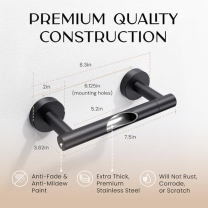 Day Moon™ Matte Black Toilet Paper Holder Wall Mount - Pivoting Modern Roll Holder for Bathroom