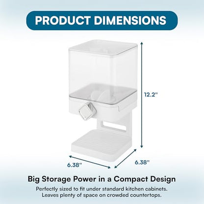 Zevro Compact Dry Food Dispenser, Single Control, White/Chrome