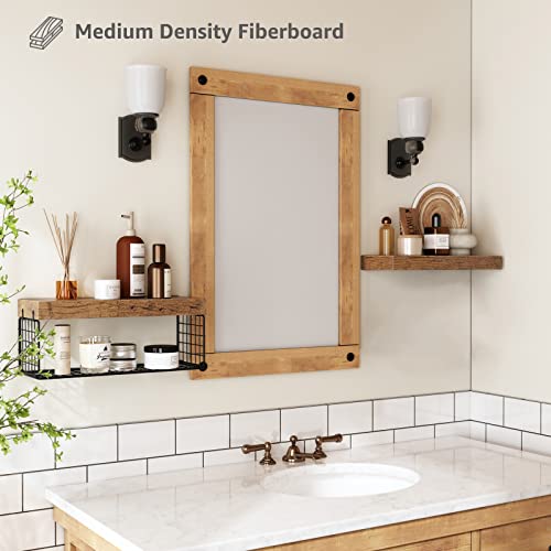 QEEIG Bathroom Shelves Over Toilet - Wall Mounted Floating Shelves Toilet Paper Storage Small Farmhouse Decor Shelf 16 inch Set of 2, Rustic Brown (019-BN2)