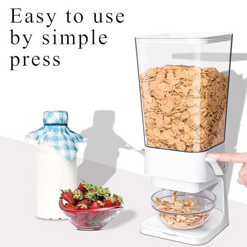 Cereal Dispenser Countertop, 5L Cereal Containers Storage Dispenser for Pantry, Large Dry Food Cereal Dispenser, Not Easy to Crush Cereal, Can Hold Oatmeal, Candy, Snack, Grain, Pet Food (White, 1Pc)