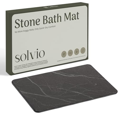 Quick Dry Shower Stone Bath Mat, Super Absorbent & Non-Slip 24 x 16 Inch Diatomaceous Earth Mat, Durable & Easy to Clean Diatomite Bath Mat for Bathroom Floor/Kitchen (Charcoal)