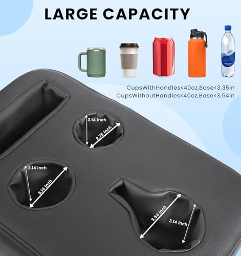 Sinvanho Car Cup Holder, Back Seat Cup Holder for Car Organizer | PU Leather Couch Sofa Bed Cup Holder Expander Tray, Boat Tray, Trucks, Minivans,SUVs,RVs,Vehicles,Holds Drinks,Remote,Snacks