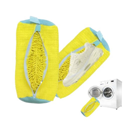 Shoe Washing Machine Bag,Laundry Shoe Bag for Sneaker,Tennis Shoes,Washer and Dryer,Reusable Cleaning Bag for Sock, Delicates,Gym Shoes (Yellow 2pcs)