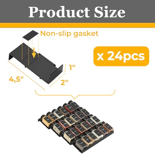 Spice Drawer Organizer, 24PCS Interlocking Expanda... (Black | Plastic)