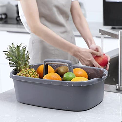 Large Cleaning Supplies Caddy Portable Shower Caddy Basket Dark Gray | Sturdy Supply Organizer with Handle Plastic Bucket Tool Storage for Bathroom Bedroom Kitchen Garden College Dorm Essentials