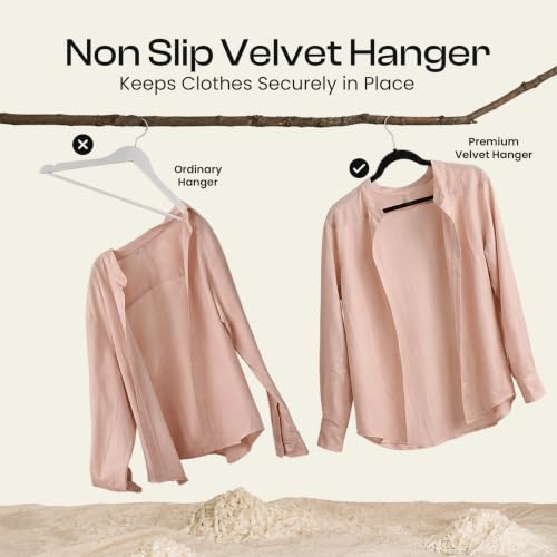 Utopia Home Velvet Hangers 50 Pack – Luxury Non-Slip Slim Hangers Black | Luxury Non-Slip Slim Pant & Coat Hangers, Strong Space-Saving Clothes Hangers with Pants Bar and 360° Swivel Hook