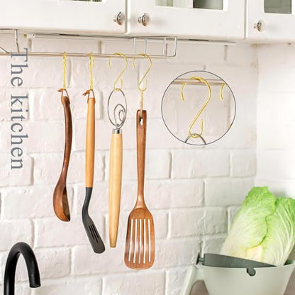 Hotop 36 Pcs S Hooks for Hanging 3.15 Inch Heavy Duty S Shaped Stainless Steel Hook Metal Hanging Curtain Hooks Pan Pot Holder Rack for Pot, Pan, Cups, Plants, Bags, Jeans, Towels(Gold)