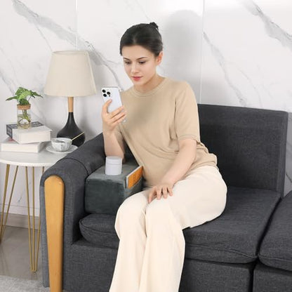 HOMBYS Removable Couch Armrest with Cup Holder,High Density Foam Couch Caddy with Storage，Remote Holder for Sofa,Removable Cover