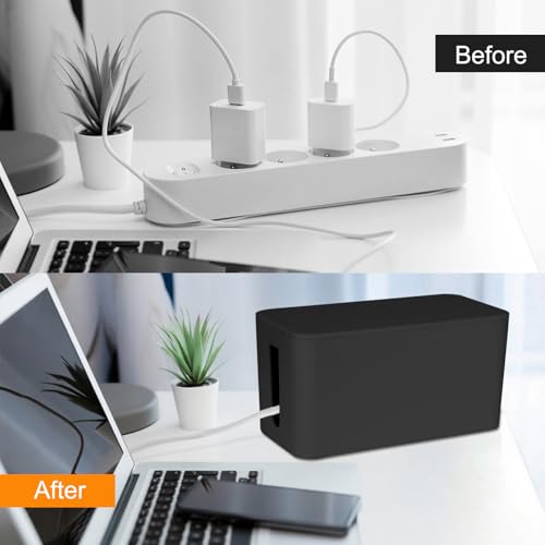 Mini Cable Management Cord Cover Wire Hider Box Concealer Organizer Protector System for Home Theater Entertainment Center Office School (Mini, Black)