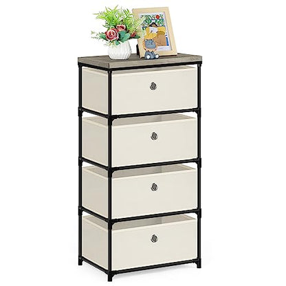 Fabric Storage Chest, Drawer Clothes Organizer - 4... (Off White)