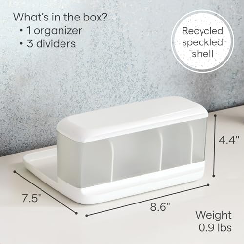 YouCopia HideAway Counter Caddy, Bathroom Vanity Countertop Organizer Tray with Adjustable Dividers and Lid