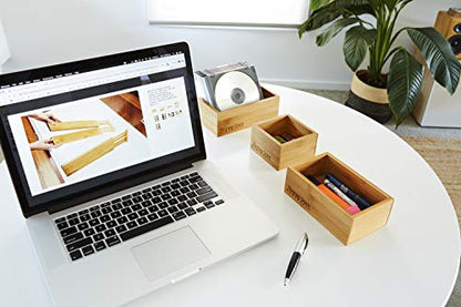Bamboo Drawer Organizer and Storage Set, Multi-use Set of 5 Storage Trays, Wood Boxes of various sizes for Office Desk or homework, Kitchen, Bathroom Jewelry, Cosmetic Make up, Baby Bedroom, Junk.