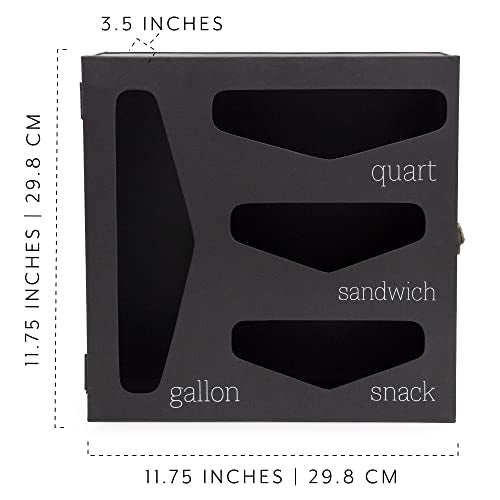 AuldHome Design Enamelware Kitchen Bag Organizer (Black), Farmhouse Style Holder Compatible w/ Zipper Seal Kitchen Storage