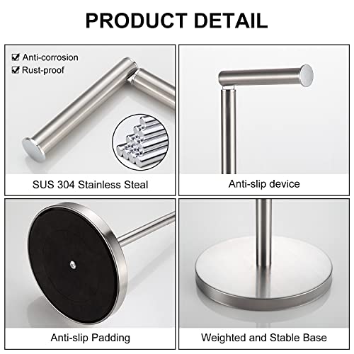 BGL Toilet Paper Holder Standing On Floor, Brushed Nickel, Tissue Holder On Floor with Reserve Storage Paper Rolls, Free-Standing Roll Paper Holder