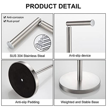 BGL Toilet Paper Holder Standing On Floor, Brushed Nickel, Tissue Holder On Floor with Reserve Storage Paper Rolls, Free-Standing Roll Paper Holder