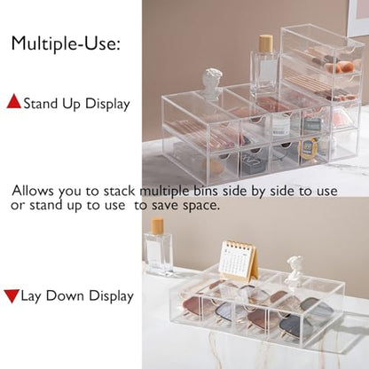 Sunglass Storage Box, Acrylic Eyeglass Organizer, Make-up Storage Drawer Tray, Jewelry Trays, Type Strong Load-bearing Easy Access 4-Layer Transparent Visual Sunglasses Case Home Office Using