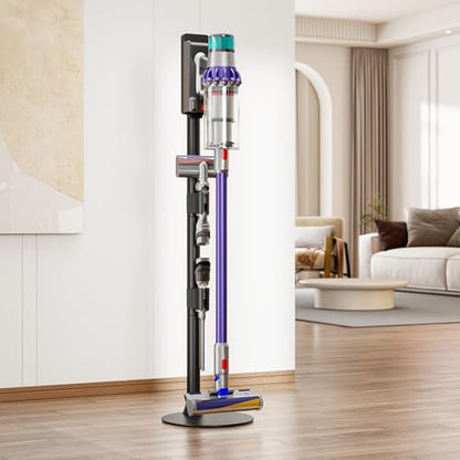 Vacuum Cleaner Stand, Compatible with Dyson G5 V15 V12 V11, Black | with 2 Removable Accessory Clips, for V10 V8 V7 V6, Vacuum Attachment Organizer with Built-in Cable Slot