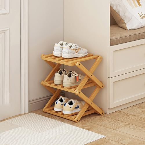 Small Shoe Rack, 3 Tier Portable Folding Shoe Storage Rack, Without Installation, Mini Free Standing Shoe Rack for Camping, Corridors, Bedrooms Living Room Corner and Small Spaces
