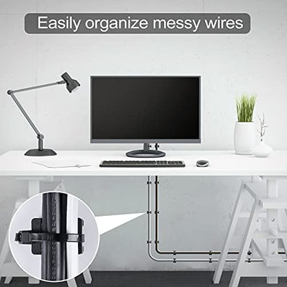 100 Pcs Cable Zip Tie Saddle Type Mounts Base with 8" Cable Ties Tapping Screw, Wire Cable Clips Organizer Holders Clamps Black