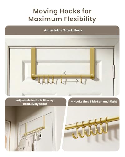 BOF Heavy Duty Over The Door Hooks, Moving 6 Door Hooks for Hanging, Over the Door Hanger Organizer for Bathroom | heavy duty door hanger hook, adjustable over the door hanger, overhead door hangers,thin over the door hooks