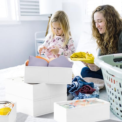 Closet Drawer Organizer Clothes, 15 Pack White Dresser Organizer for Baby Clothes, Fabric Drawer Dividers for Nursery Bedroom