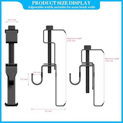 Lewufe Stainless Steel Brick Wall Clips, Brick Hooks Clamp Outdoor Heavy Duty 1-3/4" to 2-1/2" Brick Hook Brick Hangers No Drill, 6 Packs
