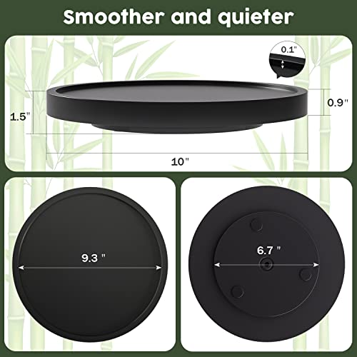 VeyFey Turntable Vanity Tray, 10 Inch Bamboo Countertop Organizer | Perfume Candle Tray for Kitchen Sink, Keep Glass Sponge and Soap, Bathroom Coffee Table Decorative Organizer, Black