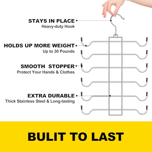 Metal Tank Top Hanger 2 Pack, 360° Swivel Closet Organizers and Storage | Space Saving Bra Organizer with 24 Access Hooks, Apartment College Dorm Room Essentials, Small Space Organization Solution