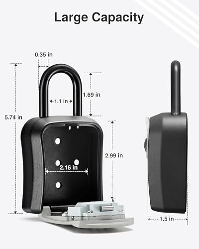 Puroma Lock Box Combination Key Lock Box, Wall-Mounted Portable Storage Lockbox for Keys with Resettable Code, Outside Safe Security Box for House, Apartment, Office Key Storage (1 Pack, Gray)