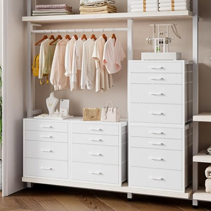 Espelism Closet Drawers with 4 Fabric Drawers, Stackable Closet Organizer | Storage dresser for clothes, accessories and essentials. Ideal for bedroom, office and dorm organization.
