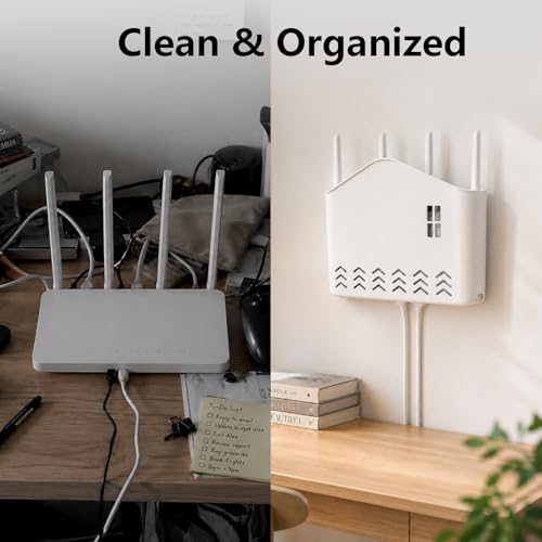 Router Box Hider for Wall Mount, WiFi Modem Box Hider with Cable Management