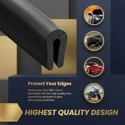 Kingdder Rubber Edge Trim 1/8" U Channel Sheet Metal Edge Protector Door 35 Feet Long Seal Strip Guard Weather Resistance Fits for Car Doors Steel Plates Glass Hatches Table Corners(Black)