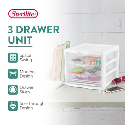 4 Sterilite ClearView Portable 3 Storage Drawer Organizer Cabinets (Open Box)