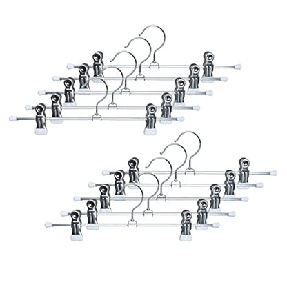 Mawa by Reston Lloyd Non-Slip Space-Saving Clothes Hanger For Pants & Skirts with Two Non-Slip Clips, Style K/30D, 12-Inch, Set of 10, White