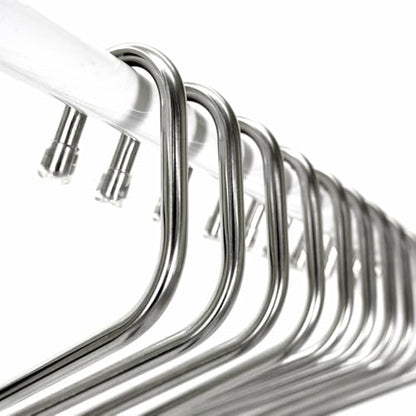 OLG 8mm Stainless Pants Hanger with V Hook and Reverse S, Non-Slip for Men Women -Heavy-Duty Trouser and Jeans Closet Organizer, Ganchos para Pantalones (10, Gray)