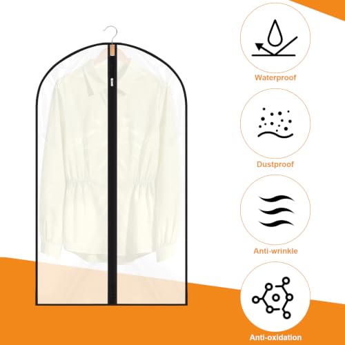 12 Pack Peva Garment Bags 24 x 40 In, Translucent Clothes Covers | Waterproof, Dustproof Peva, Reusable, For Suits, Shirts, Coats, Home Or Travel Use