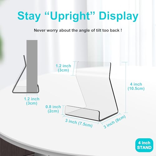Boloyo Acylic Upright Display Stand, 6PC 4 Inch Clear Display Holder Easel Base Picture Frame for Home Office School Store to Display Book, Vinyl Record, Album, LP Cover, Artworks, CDs