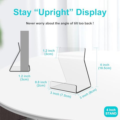 Boloyo Acylic Upright Display Stand, 6PC 4 Inch Clear Display Holder Easel Base Picture Frame for Home Office School Store to Display Book, Vinyl Record, Album, LP Cover, Artworks, CDs