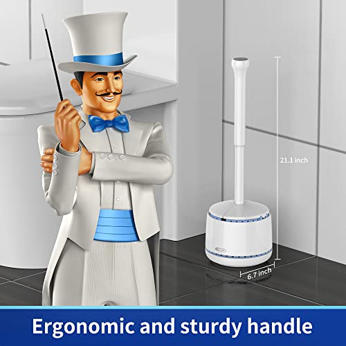 MR.SIGA Toilet Plunger with Holder, Plungers for Bathroom Heavy Duty, White | Automatic lid design, sturdy long handle, heavy duty toilet plunger and holder set, toilet clog remover