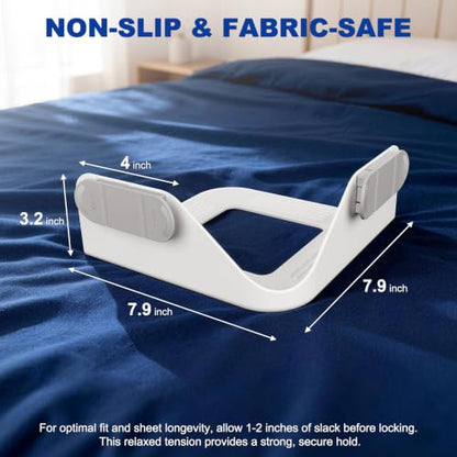 Bed Sheet Holders for Corners:Non-Stretch Fitted Sheet Grippers | Fitted Sheet Grippers for Deep Pockets- No-Lift for Dorm & RV Beds, Keep Sheets Tight on Memory Foam & Twin-King