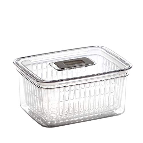 BINO | Produce Saver - 6.8 Cup/1.6L | Fridge Storage Containers for Fruits and Vegetables | Adjustable Air Vent, Removable Basket | BPA-Free Fridge Organizers