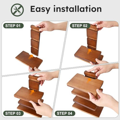 Wooden Eyeglass Organizer, 4-Tier Sunglasses Display Stand for Men | Desktop Glasses Holder with Storage Base, Modern Eyewear Organizer for Dresser, Nightstand & Office