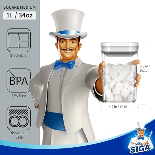 MR.SIGA 4 Pack Airtight Food Storage Container Set for Pantry Organization