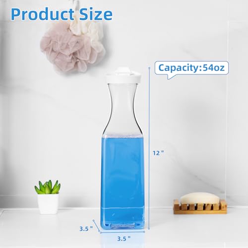 Laundry Detergent Dispenser,54oz Fabric Softener Dispenser,Plastic Liquid Laundry Detergent Container,Laundry Detergent Organizer for Laundry Room Organization with 4 Labels,White