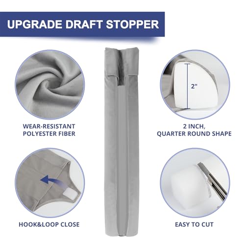Door Draft Stopper for Bottom of Door, 36 Inch Und... (Gray | Polyester Blend)