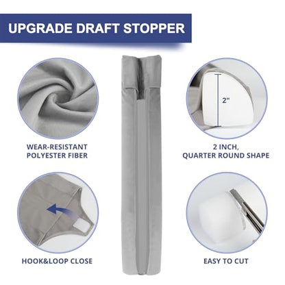 Door Draft Stopper for Bottom of Door, 36 Inch Und... (Gray | Polyester Blend)