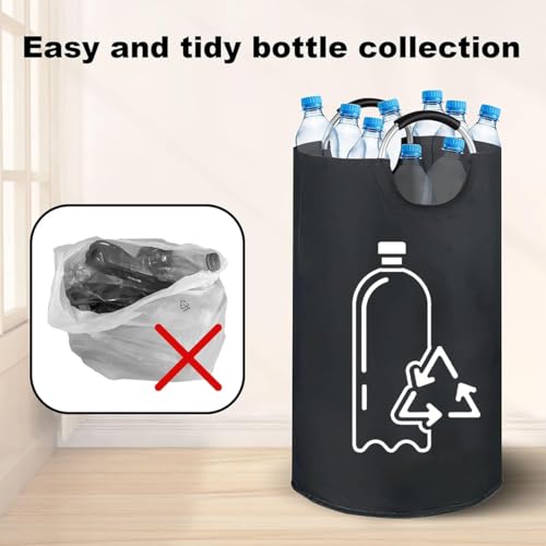 82L Recycling Bin for Kitchen Recycling Bag,Foldable Deposit Bottles Collection Container,Oxford Cloth Storage for Bottles,Cans,Plastic&Glass Heavy Duty,Waterproof Home,Kitchen,Garage,Black